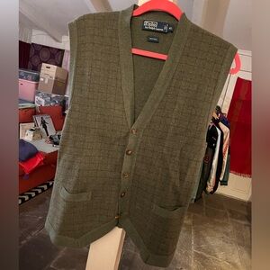 Vintage Ralph Lauren Wool Vest and Cashmere Cardigan Sweater